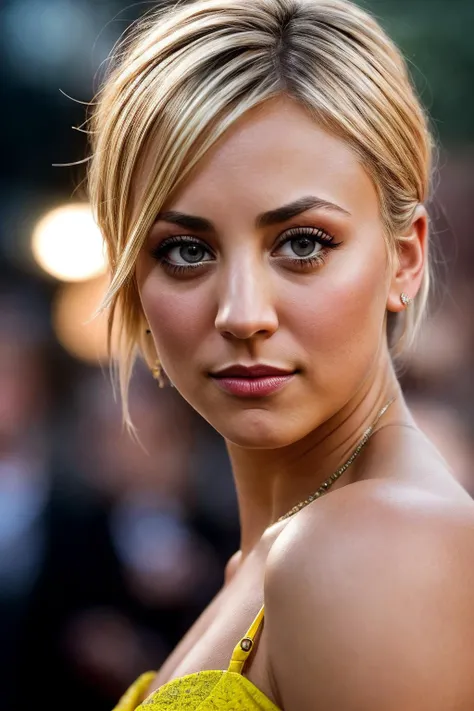 full body photo of beautiful (kcu0c0:0.99), a woman with perfect short blonde hair, wearing Summer Yellow (dress:1.1), (movie premiere gala:1.1), movie theater in background, closeup, (happy) (paparazzi in background:1.1), modelshoot style, (extremely detailed CG unity 8k wallpaper), professional majestic photography, (Leica M6 Camera), 24mm, exposure blend, hdr, faded, extremely intricate, High (Detail:1.1), Sharp focus, dramatic, soft cinematic light, (looking at viewer), (detailed pupils), 4k textures, elegant, ((((cinematic look)))), soothing tones, insane details, hyperdetailed, low contrast, (epicPhoto)