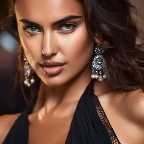 <lora:irinashayk_xl_lora-000030:1> irinashayk A half body Portrait of a beautiful 26 year old woman, focus on eyes, sexy stare, hi detail, sharp focus, perfect lighting, awesome, dslr, 4k high quality. extra detail, extra sharp, magical, perfect moment, natural skin, pores