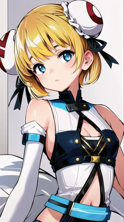((negative space)), ((4k, masterpiece)), ((best quality)), ((1girl)), solo, ((gold hair)), short hair, white, flat chest, beautiful eyes, double bun, <lora:acGirlACAcfun_10:0.8:faceh>, <lora:hipoly3DModelLora_v10:0.3:bodyh>, <lora:beautifulDetailedEyes_v10:0.4:faceh>, inking girl, white stockong, <lora:gyokaiOnonoimokoArt_v10:0.6>