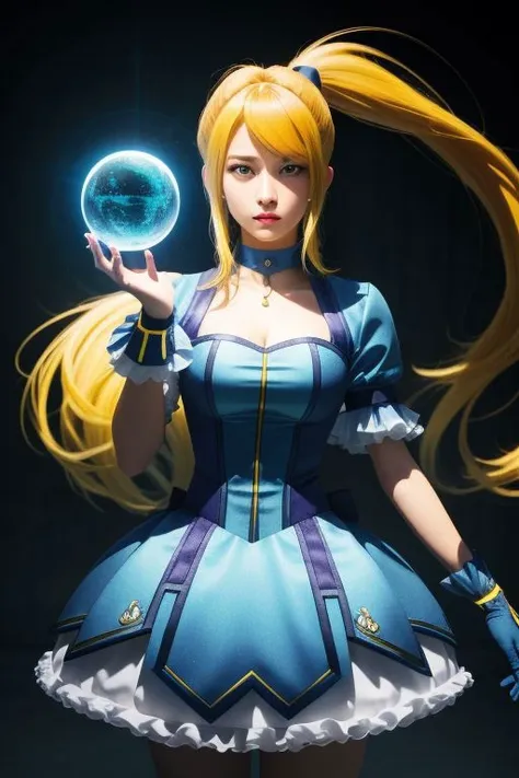 (kanamemadokaoutfit:1), (samus aran) dressed in (puffy blue and yellow magical girl outfit), (ponytail), magical girl, masterpiece, best quality, (perfect face, beautiful face, symmetric face),
8k, RAW photo, photo-realistic, masterpiece, best quality, absurdres, incredibly absurdres, huge filesize, extremely detailed, High quality texture, physically-based rendering, Ray tracing,