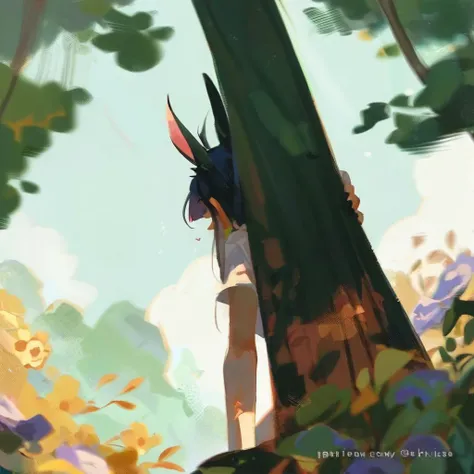 score_9, score_8_up, score_7_up, score_6_up, score_5_up, score_4_up, <lora:genshin_pony_v1:1>,Tighnari,forest,rabbits,,dark place,line of light