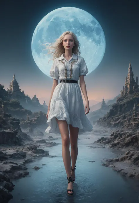 medium shot, DonMM1y4XL 20yo woman, lunar landscape, river, photomontage, retro cyberpunk, deluge, environment mapping, dunia engine, surrealist, digital illustration, rococo, computer-generated imagery (cgi), color grading, masterful creation, hd, creative, sibilance # f/11, shutter speed 1/8 sec, iso100, white balance fluorescent, exposure compensation    "+3.0 ev", aperture priority shooting mode, framing, focus mode continuous, spot metering"  <lora:DonMM1y4XL-v2rb>