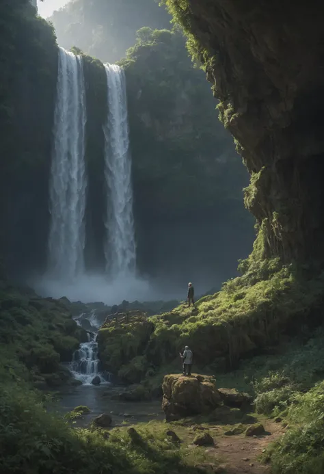 medium shot, DonMM1y4XL old man, waterfalls, rustling grass, trompe - l'oeil, sci-fi, sorrowful, global illumination, anvil engine, post-impressionist, printmaking, front view, screen-space reflections, high depth of field, uhd, radical, symbol # f/11, shutter speed 1/125 sec, iso400, white balance tungsten, exposure compensation "+1.0 ev", shutter priority shooting mode, framing, focus mode manual, spot metering" <lora:DonMM1y4XL-v2rb>
