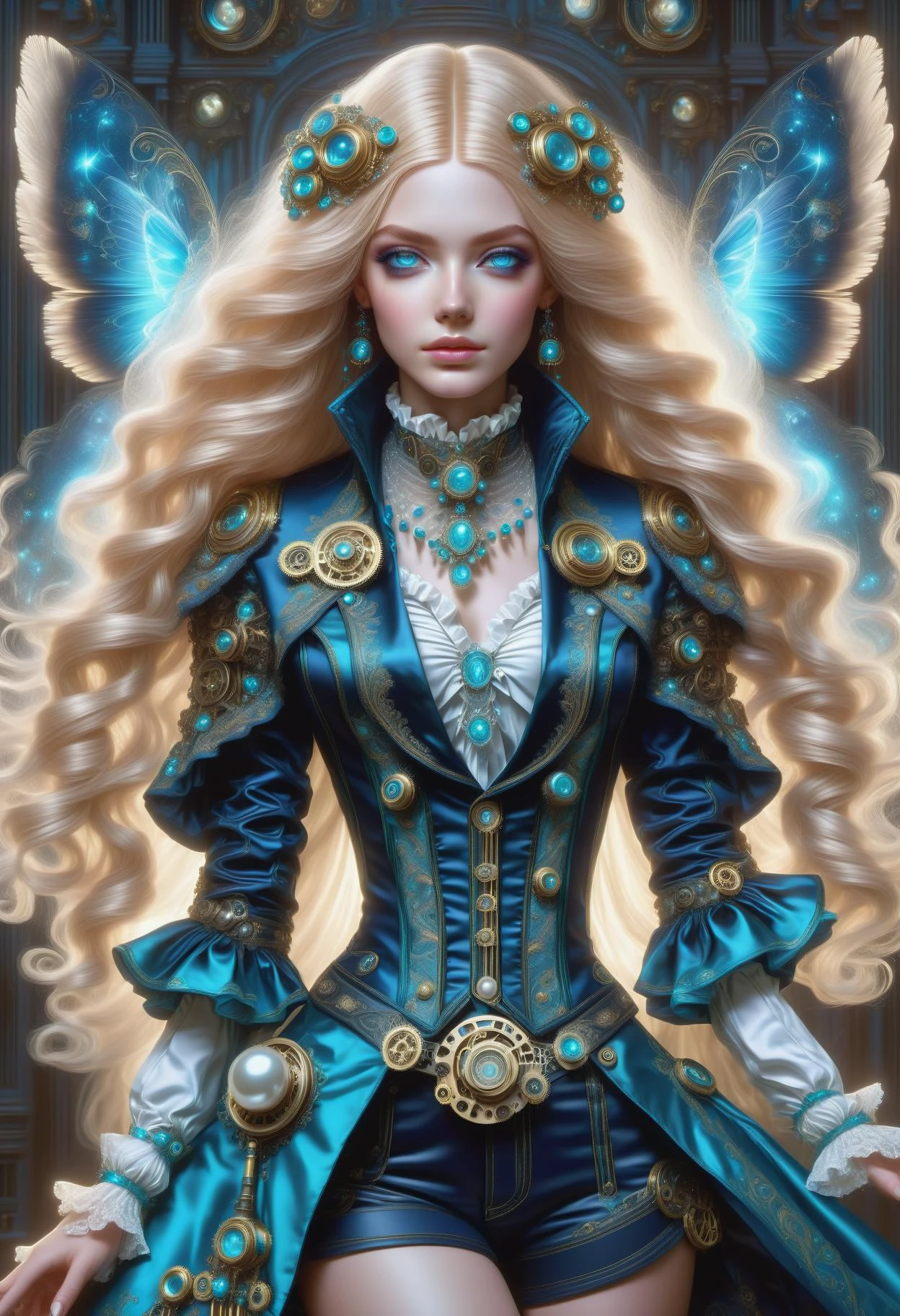 DonMM1yaXL woman, baroque Tailcoats, Draped Sleeves, __clothings/baroque/male/attire/collor-cleavage__, Cravat and Jabot Sets, Pearl-Adorned Breeches, Lace Handkerchiefs, phthalo turquoise, wings,DonM3t3rn1tyXL nebula, marine life, steampunk, dieselpunk, gears, tubes, pipes,oil, dirt <lora:myLora\DonMM1y4XL-v1.1-000008:.8> <lora:released\DonM3t3rn1tyXL-v1.1-000008:.8> <lora:SDXL\DetailedEyes_V3> <lora:myLora\DonMDr4g0nXL-rb><lora:ClearHand-V2>