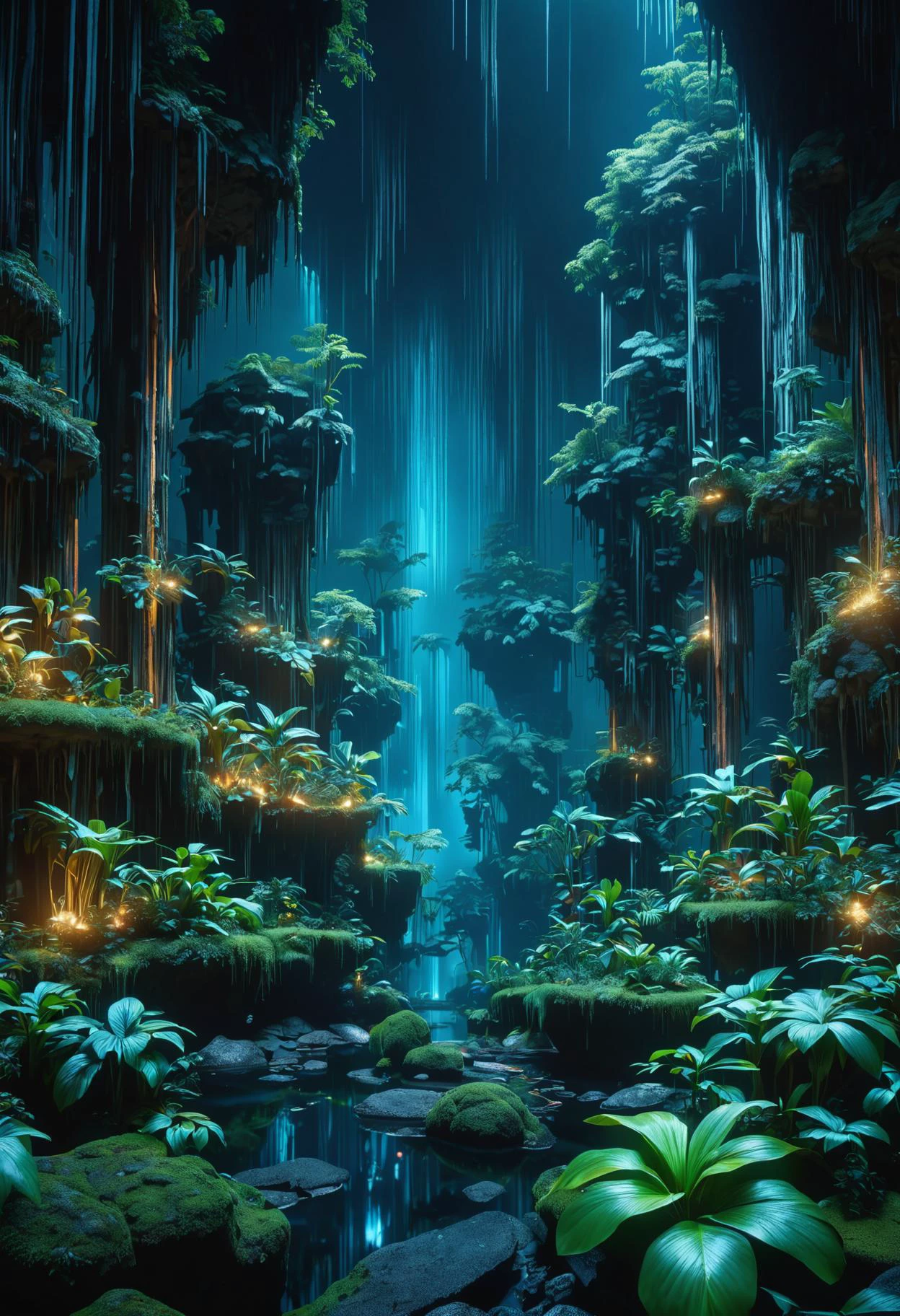 rainforest, underground landscape,long shot DonMM1y4XL man, neue sachlichkeit (new objectivity), retro cyberpunk, energetic, stochastic sampling, frostbite engine, romanticist, selective color, orthographic, computer-generated imagery (cgi), caustics rendering, phenomenal masterwork, absurdres, trailblazing, juxtaposition #dslr, f/2.8, shutter speed 1/30 sec, iso200, white balance tungsten, exposure compensation "+1.0 ev", manual shooting mode, leading lines, focus mode continuous, evaluative metering", <lora:released\DonM3t3rn1tyXL-v1.1-000008:0.6>,<lora:myLora\DonMM1y4XL-v1.1-000008>