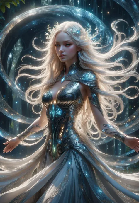 Painting of a woman in a dress blowing bubbles, Barbaric and WLOP, airy bubbles, Moebius + Barbaric + WLOP, dreamy and detailed, intricate WLOP, Close-up fantasy using water magic, fairy tale artwork, Fairy tale drawings, In the style of Anna Dittmann, WLOP art, realistic fantasy paintings, Art Germ Julie Bell Beeple, He holds a large crystal ball in each hand.､