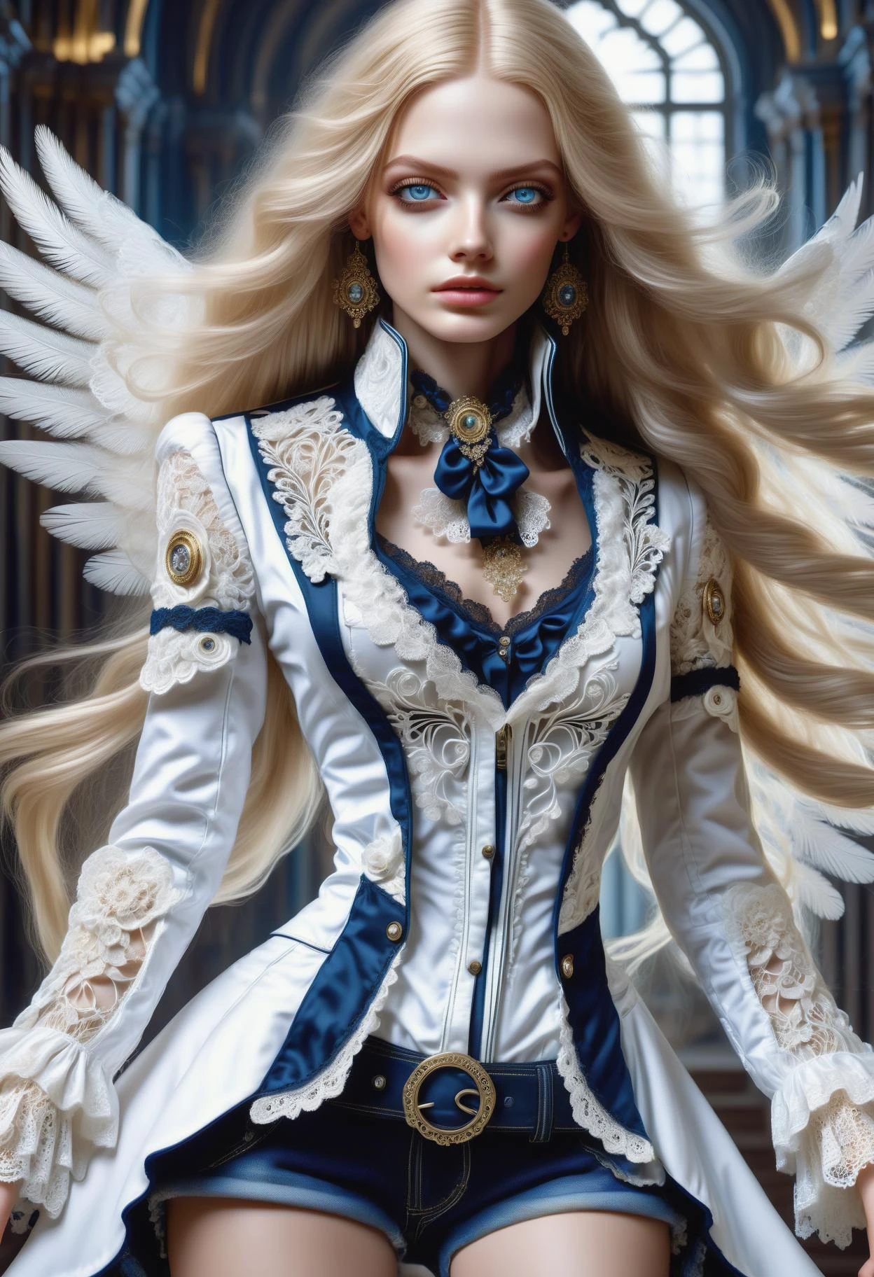 DonMM1yaXL woman, baroque Tailcoats, Crochet Lace Inserts, __clothings/baroque/male/attire/collor-cleavage__, Appliqué Detailing, Lace-Up Breeches, Locket Brooches, white, wings,DonM3t3rn1tyXL coastline, muddy trails, <lora:myLora\DonMM1y4XL-v1.1-000008:.8> <lora:released\DonM3t3rn1tyXL-v1.1-000008:.8> <lora:SDXL\DetailedEyes_V3> <lora:myLora\DonMDr4g0nXL-rb>