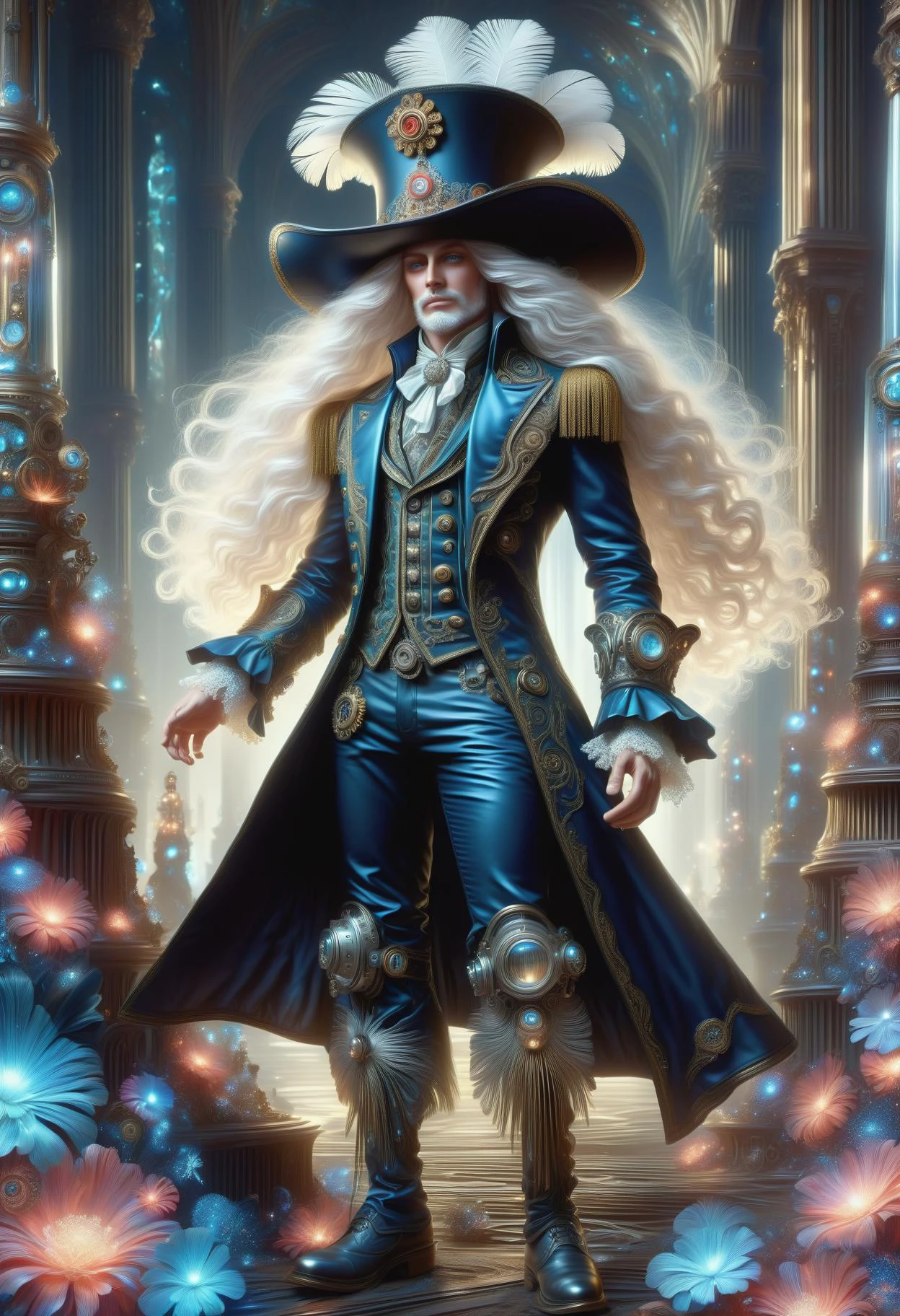 DonMM1yaXL man, baroque Tricorn Hats, Woodruff, __clothings/baroque/male/attire/collor-cleavage__, Metallic Threadwork, Pearl-Adorned Breeches, Tricorn Hats with Feather Plumes, permanent alizarin crimson, wings,DonM3t3rn1tyXL coral reef, abyss, steampunk, dieselpunk, gears, tubes, pipes,oil, dirt <lora:myLora\DonMM1y4XL-v1.1-000008:.8> <lora:released\DonM3t3rn1tyXL-v1.1-000008:.8> <lora:SDXL\DetailedEyes_V3> <lora:myLora\DonMDr4g0nXL-rb><lora:ClearHand-V2>