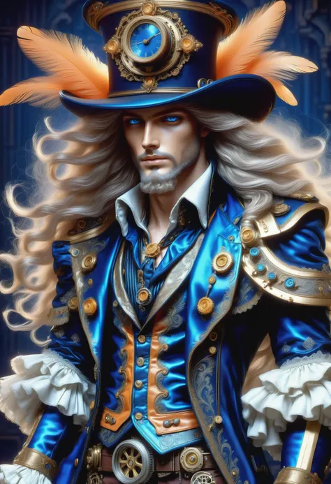 DonMM1yaXL man, baroque Waistcoats, Puff and Slash Decorations, __clothings/baroque/male/attire/collor-cleavage__, Faux Fur Stoles, Ruffled Breeches, Tricorn Hats with Feather Plumes,  tangerine, wings,DonM3t3rn1tyXL deep sea, cornice, steampunk, dieselpunk, gears, tubes, pipes,oil, dirt  <lora:myLora\DonMM1y4XL-v1.1-000008:.8> <lora:released\DonM3t3rn1tyXL-v1.1-000008:.8> <lora:SDXL\DetailedEyes_V3> <lora:myLora\DonMDr4g0nXL-rb><lora:ClearHand-V2>