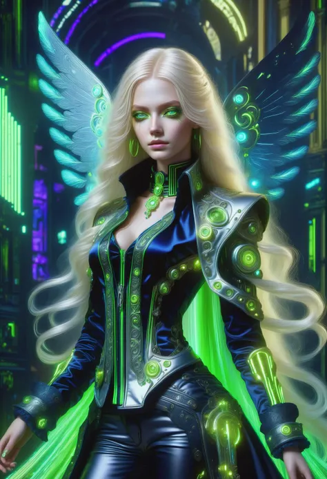 DonMM1yaXL woman, baroque Tailcoats, Cuff Embellishments, __clothings/baroque/male/attire/collor-cleavage__, Brocade Vests, Velvet Breeches, Satin Gloves,  lime green, wings,DonM3t3rn1tyXL cyberpunk metropolis, deep,  <lora:myLora\DonMM1y4XL-v1.1-000008:.8> <lora:released\DonM3t3rn1tyXL-v1.1-000008:.8> <lora:SDXL\DetailedEyes_V3> <lora:myLora\DonMDr4g0nXL-rb><lora:ClearHand-V2>