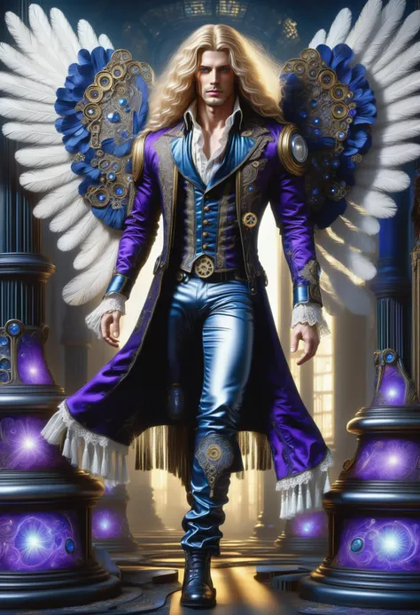 DonMM1yaXL man, baroque Brocade Breeches, Beaded Fringe, __clothings/baroque/male/attire/collor-cleavage__, Lace Cravats, Tassels and Fringe on Breeches, Silk Breeches Garters,  plumpurple, wings,DonM3t3rn1tyXL ruined kingdom, sump, steampunk, dieselpunk, gears, tubes, pipes,oil, dirt  <lora:myLora\DonMM1y4XL-v1.1-000008:.8> <lora:released\DonM3t3rn1tyXL-v1.1-000008:.8> <lora:SDXL\DetailedEyes_V3> <lora:myLora\DonMDr4g0nXL-rb><lora:ClearHand-V2>