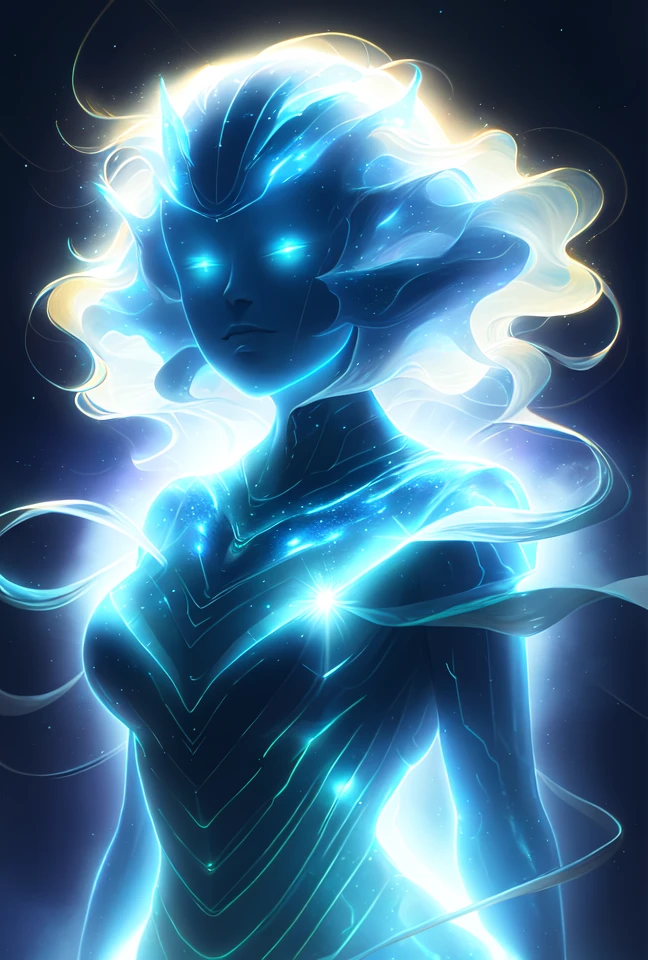 woman,long hair ,sunlight ,medium breasts, iridescent dress, glowing stars, A digital illustration, glowing stars, defraction spikes, chromatic aberration, AND (glowing, holofoil:0.6), <lora:LuisapCelestialGodsLora_v1:0.75>, <lora:1600sLORA:0.35>