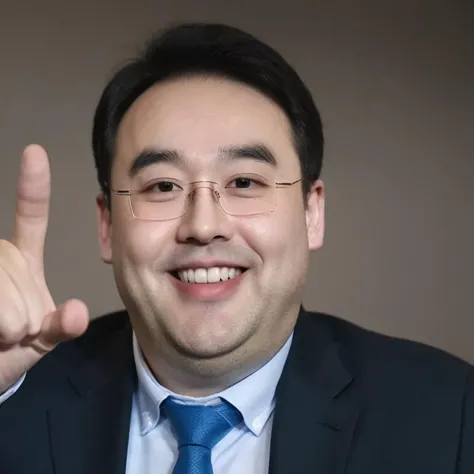 1boy, solo, mature male, <lora:æ¦å¿µ-Nerd表æ
glasses,index finger raised,upper teeth,:0.9>, glasses, index finger raised, upper teeth, ((black suit,necktie,white shirt, blazer)), <lora:éç¿ :1.1>, teeth, grin, slightly chubby,