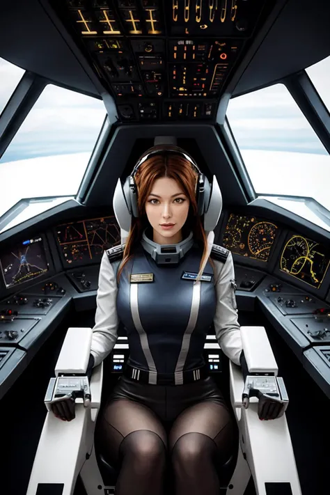starship pilot in the cockpit of their spaceship
