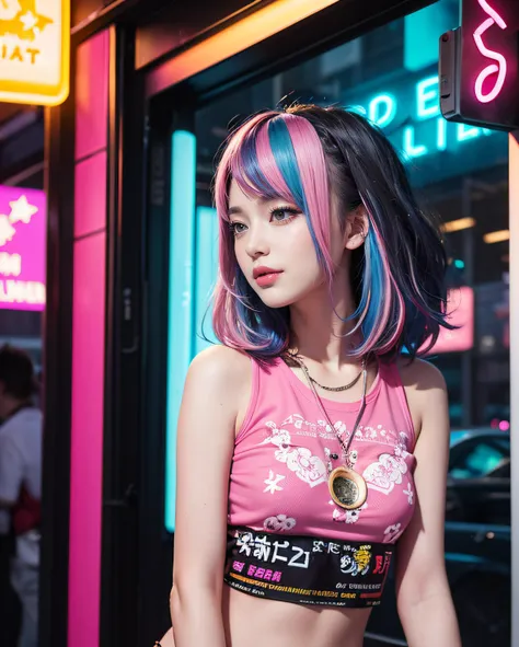 (masterpiece, top quality, best quality, official art, beautiful and aesthetic:1.2), (photoreal:1.5), BREAK 1 girl with a bunch of candy and a candy machine in her hand and a pink background with stars, upper body,smiling break Alice Prin, photo, a detailed painting, pop surrealism, (neon color hair:1.5),strong wind,giant marshmallow candy machine break needlework, intricate designs, textile art, handmade details, creative expression, colorful threads, cyberpunk, neo-dada BREAK