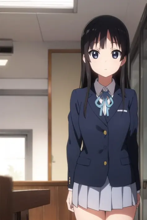 mioakiyama, <lora:mio akiyama s2-lora-nochekaiser:1>,
mio akiyama, long hair, bangs, black hair, (black eyes:1.3), hime cut,
BREAK sakuragaoka high school uniform, school uniform, uniform, blazer, shirt, white shirt, collared shirt, skirt, pleated skirt,
BREAK indoors, classroom,
BREAK looking at viewer, (cowboy shot:1.5),
BREAK <lyco:GoodHands-beta2:1>, (masterpiece:1.2), best quality, high resolution, unity 8k wallpaper, (illustration:0.8), (beautiful detailed eyes:1.6), extremely detailed face, perfect lighting, extremely detailed CG, (perfect hands, perfect anatomy),