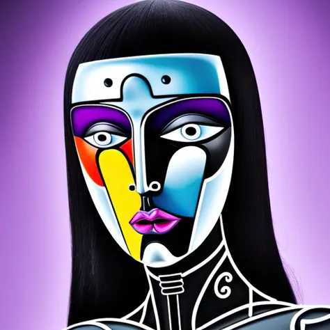 photo of futuristic holy futuristic cyborg - robot - painter - artist creating a painting with acrylic paint and brushes in a futuristic artist studio by h. r giger, by, rich deep colors. masterpiece, intricate artwork by tooth wu and wlop and beeple, gaspar noe, james cameron, romantique graffiti, cyberpunk, multicolor digital art style comics, dan mumford