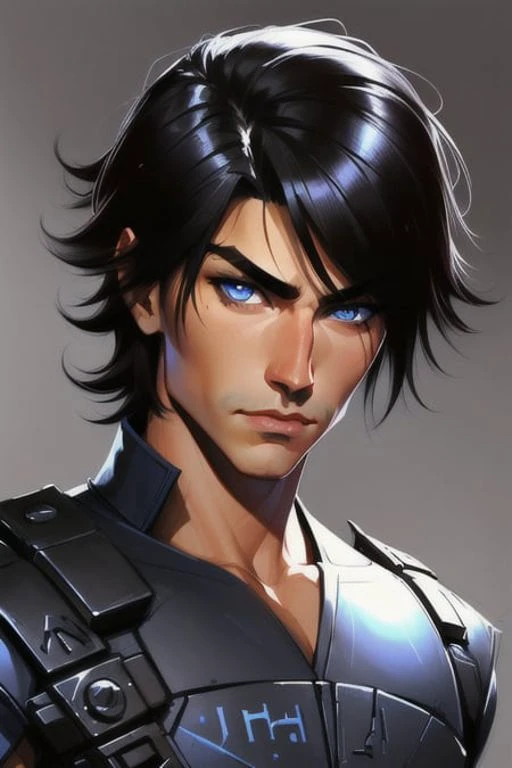 Handsome male rogue, black hair, blue eyes, by Loish Royo Ross Tran <lora:stylized3DModel:0.2> <hypernet:sam:0.3> <lora:arcstyle:0.2>