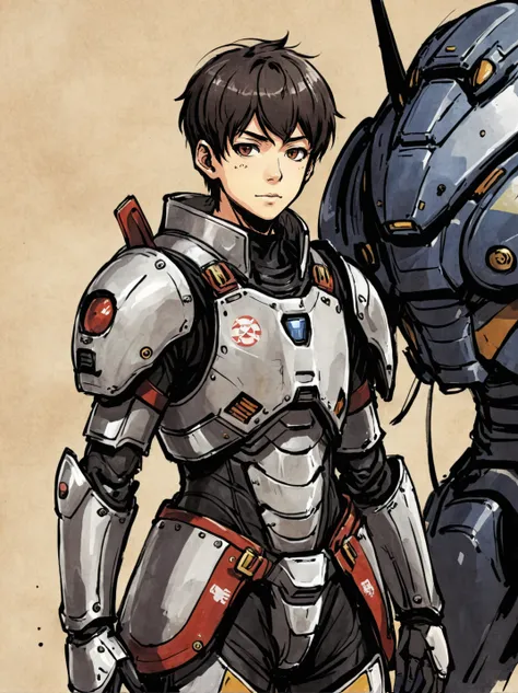 artwork by tokiame, 1boy with scifi armor <lora:tokiame_xl_v1:1>