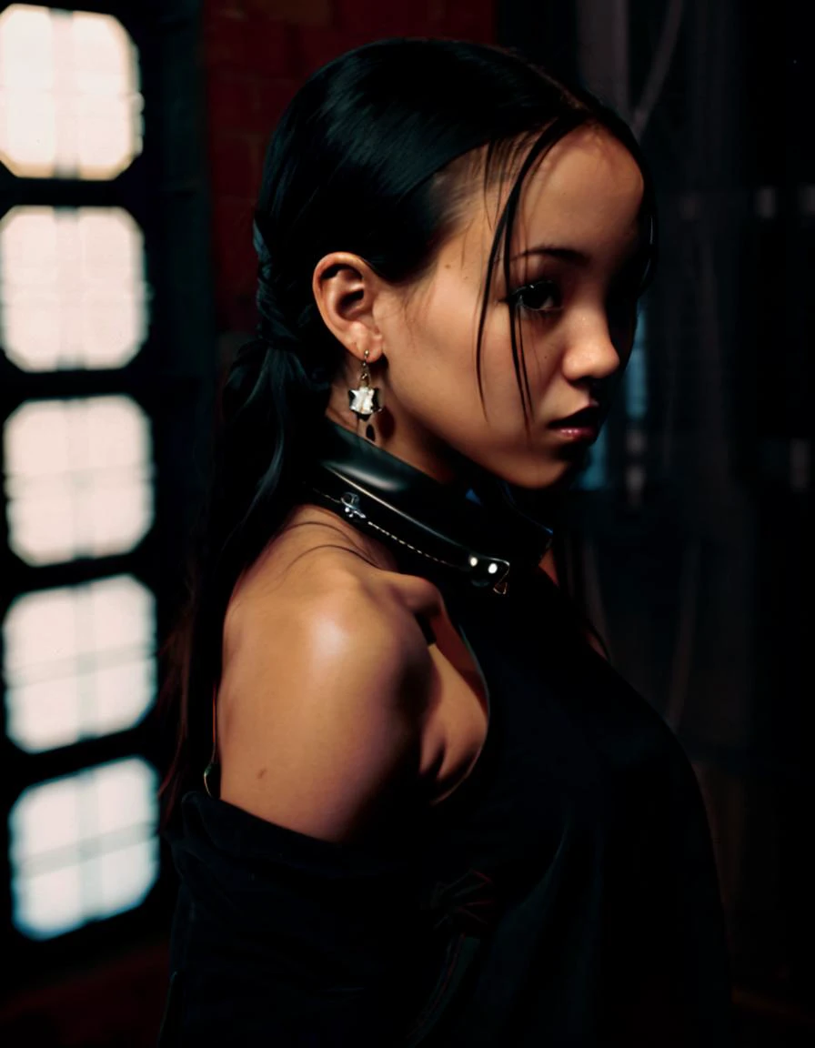 High detail RAW color Photo of (to8contrast style), woman, AmaiLiu,
upper body shot, profile, dramatic lighting, dark studio, fashion photography, Deborah Turbeville, edgy, daring, confident, sensual, modern, futuristic.