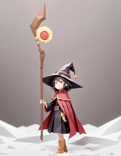 origami style 1girl megumin, witch hat, cape, staff, from the side, blushing ,
inside Victorian Cottage in Bog, Snowy blizzard Weather Sunny sky at Noonday
<lora:MeguminXL_v2.5:1>, <lora:SDXL - Wrong:1>, ZIP2D . paper art, pleated paper, folded, origami art, pleats, cut and fold, centered composition