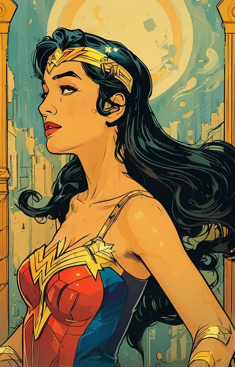 masterpiece,best quality,<lora:tbh177-sdxl:0.9>,illustration,Cliff Chiang,Wonder Woman