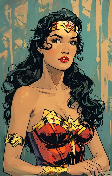 masterpiece,best quality,<lora:tbh177-sdxl:0.9>,illustration,Cliff Chiang,Wonder Woman
