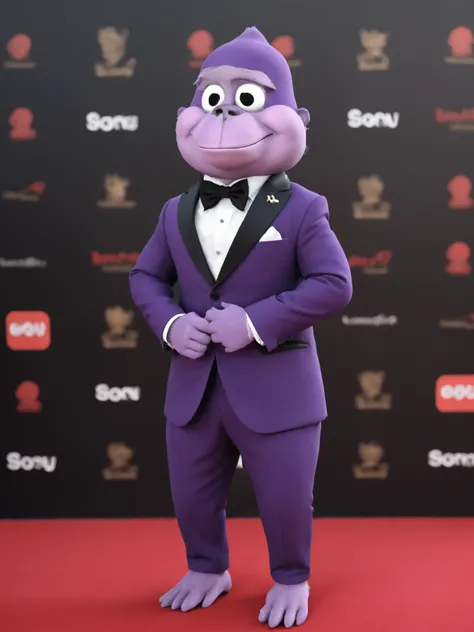 <lora:BonziBUDDY:0.9> bonzibuddy dressed in an exquisite expensive suit looking very dapper and fancy, on the red carpet