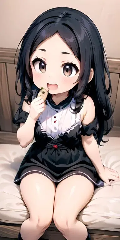 anime, best quality, absurd resolution, intricate detail, (perfect detail features), 8k, UHD, (masterpiece:1.4), (high quality:1.4), high definition, animation, illustration, highly detailed, highres, extremely detailed, sharp focus, <lora:hyperdenoiser_v090:0.5>, <lora:hyperrefiner_v090:0.5>, <lora:add_detail:0.3>, 4k, absurd resolution, detailed hands, detailed hand, detailed fingers, (detailed eyes:1.3), <lora:sd15_lora_beta:1>, <lora:perfetfingers:0.5>, <lora:ETO_OC:0.2> ETO-OC, <lora:ETO_OCC006:0.6>, ETO_OCC, (curly hair:1.6), (long hair:1.1), (black hair:1.5), thick eyebrows, pale skin, 1girl, ((hazel-green-brown eyes:1.4), (multicolored eyes:1.4)), smiling, looking at viewer, (parted bangs:2), perfect eyes, <lora:partedbangs:1>, <lora:taremeEyes_v10:0.5>, BREAK <lora:give food-001.5:1>, (pinch a cookie:1.9), (cookie:1.7), (give food:1.9), (hand from out of screen:1.9),