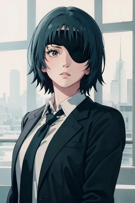 <lora:himeno:1> dynamic pose, himeno,short hair,eyepatch,formal,collared shirt, black jacket, necktie,
(best quality, masterpiece, RAW photo,ultra-detailed:1.2), <lyco:GoodHands-beta2:1.0>,1girl,solo,looking at viewer,