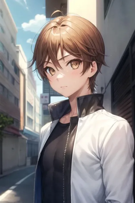 masterpiece, best quality, high quality, 1boy, solo, male focus, looking at viewer, upper body, <lora:youto_yokodera:0.70>, youto_yokodera, brown hair, brown eyes, , gakuran
