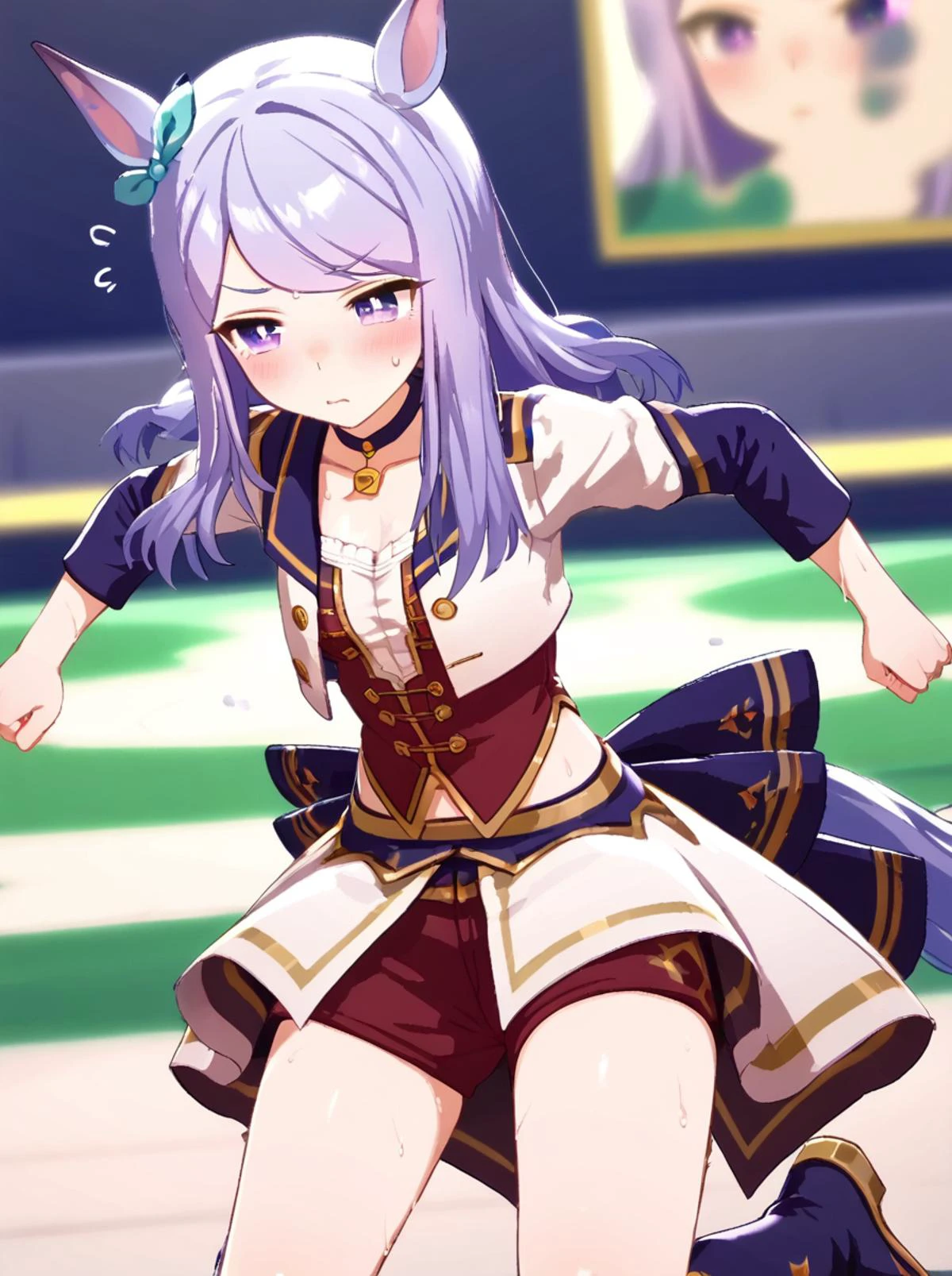 score 9, score 8 up, score 7 up, rating questionable,
detailed background,
<lora:mcqueen.pony:1>,
mcqueen, race,
wide hips, shiny,
sweat, sweatdrops,
exercising,