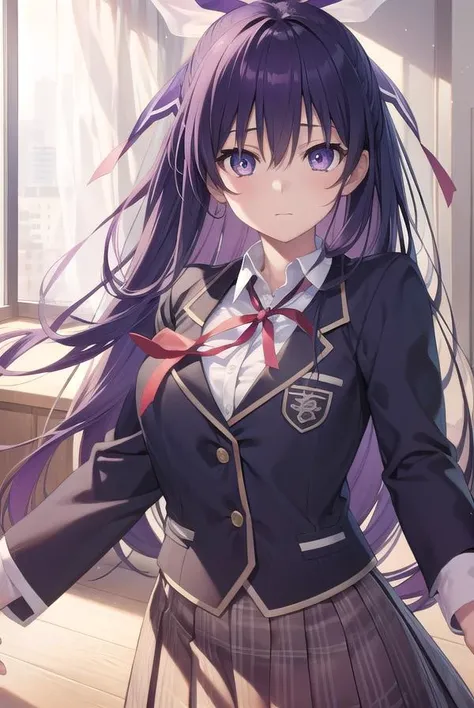 tookayatogami, <lyco:tookayatogami-lyco-nochekaiser:1>,
tooka yatogami, hair ribbon, (purple eyes:1.1), purple hair, long hair, ribbon,
BREAK raizen high school uniform, school uniform,
BREAK looking at viewer,
BREAK indoors, classroom,
BREAK <lyco:GoodHands-beta2:1>, (masterpiece:1.2), best quality, high resolution, unity 8k wallpaper, (illustration:0.8), (beautiful detailed eyes:1.6), extremely detailed face, perfect lighting, extremely detailed CG, (perfect hands, perfect anatomy),