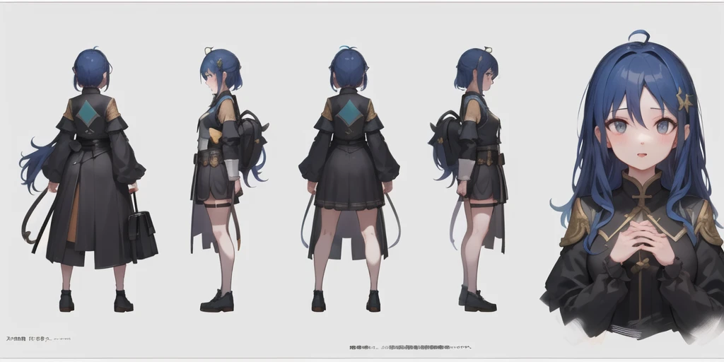 ((masterpiece)),(((best quality))),illustration,1girl,hair color,hair liuhai,hair style faxing,eyes style,environment huanjing,hair style faxing,pose zitai,minigirl,shirt shangyi,stars,<lora:charturnerbetaLora_charturnbetalora:.3>, charturnbetalora, (simple background, white background:1.3), multiple views