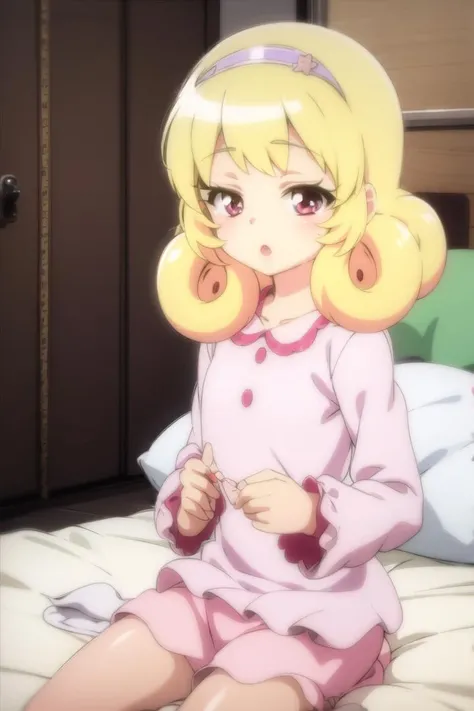 bedroom, 1girl, child, solo, cowboy shot, withered, dreaming,
<lora:hinata_yume:1>,pink pajamas, hinata yume, blonde hair, curly hair, big eyes, :o, half-closed eyes, jitome, child,