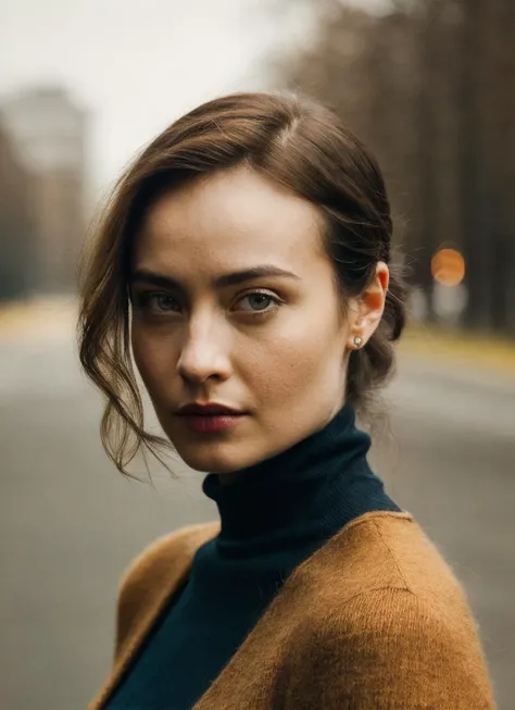 analog style, modelshoot style, A stunning intricate full color portrait of (sks woman:1),wearing a black turtleneck, epic character composition, by ilya kuvshinov, alessio albi, nina masic, sharp focus, natural lighting, subsurface scattering, f2, 35mm, film grain, <lora:locon_courtneyford_v1_from_v1_64_32:1.3>