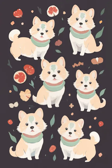 masterpiece, best quality, <lora:kp:1>,kpstyle,dog,simple background, too many,