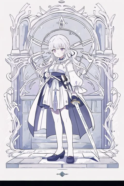 holding sword, set in castle