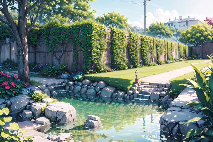 (((masterpiece))),(((best quality))),(((extremely detailed))),
chromatic aberration abuse,pastel color,
Depth of field,
field,garden of the sun,shiny,water,river,stone,green hill zone,