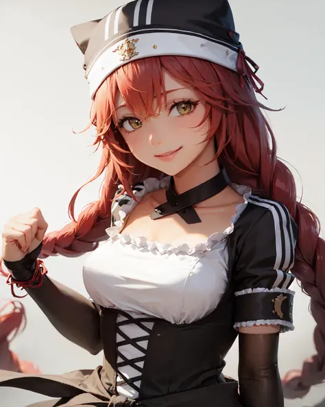 (masterpiece, best quality:1.2), <lora:ol_lupusregina-10:0.8>, upper body, solo, 1girl, lupusregina beta, smile, looking at viewer, hat, frills, dress