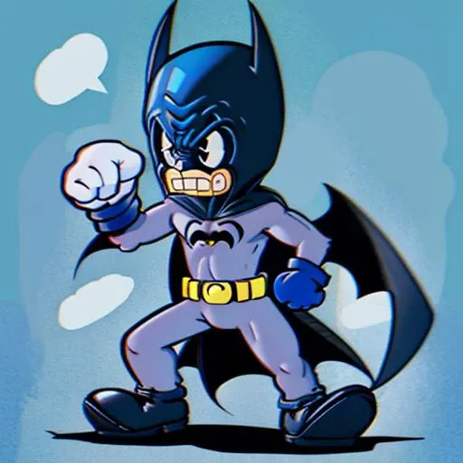 <lora:rubberhose:0.8> a cartoon character of batman, high quality, kingdice, cute face, full body, (rubberhose:0.55)