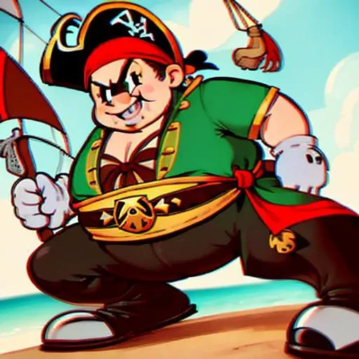 <lora:rubberhose:0.8> a cartoon character of a chubby pirate, high quality, kingdice, perfect face, rubberhose <lora:finfan:0.4> finfan
