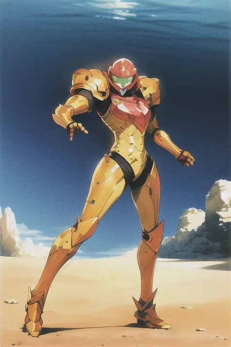 1girl, masterpiece, best quality, samusaran, armor, <lora:Samusaran:0.8>, dynamic pose, helmet