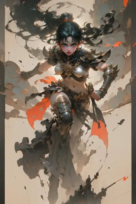 Best quality,masterpiece,ultra high res,(photorealistic:1.4)1girl,long hair,black hair,white background,solo,blood,arm guards,simple background,male focus,looking at viewer,black eyes,tabi,floating hairfull body,<lora:wuxia:0.8>,orange,,full body,
<lora:meishaonv:0.8>,meishaonv,(gun:1.3),
