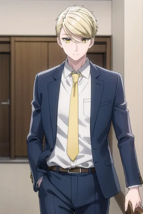 ryouamakusa, <lora:ryou amakusa s1-lora-nochekaiser:1>,
ryou amakusa, short hair, blonde hair, (yellow eyes:1.5), male focus, smile,
BREAK shirt, long sleeves, jacket, white shirt, necktie, pants, formal, blazer, suit, red necktie,
BREAK indoors, office,
BREAK looking at viewer, (cowboy shot:1.5),
BREAK <lyco:GoodHands-beta2:1>, (masterpiece:1.2), best quality, high resolution, unity 8k wallpaper, (illustration:0.8), (beautiful detailed eyes:1.6), extremely detailed face, perfect lighting, extremely detailed CG, (perfect hands, perfect anatomy),
