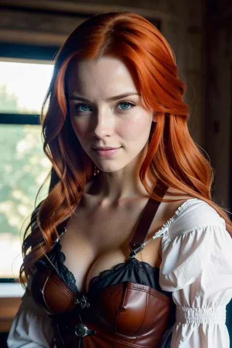 portrait style selfie photo, solo mid shot portrait photo of [Brooke Lawson|Rachel Cook] as [Hayley Williams|Alona Tal] as a real life version of (Triss Merigold:1.28)
open office fantasy background, charming smirking
by Conrad Roset and Benedick Bana ultra realistic highly detailed intricate photorealistic analog style photograph sharp focus on eyes, cinematic lighting