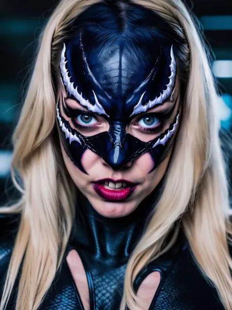 realistic photo of nikkiof dressed as a real life version of She-Venom, cosplay, instagram LUT