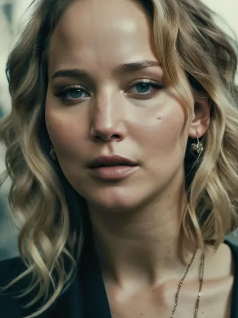 mid shot portrait photo of Jennifer Lawrence, cool cinematic LUT