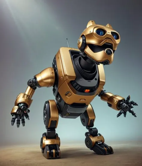 solo full body shot portrait photo of a [robotic] anthropomorphic (dog)
fantasy background
by Kim Keever and Pixar Concept Artists ultra realistic highly detailed intricate photorealistic analog style photograph sharp focus on eyes, cinematic lighting