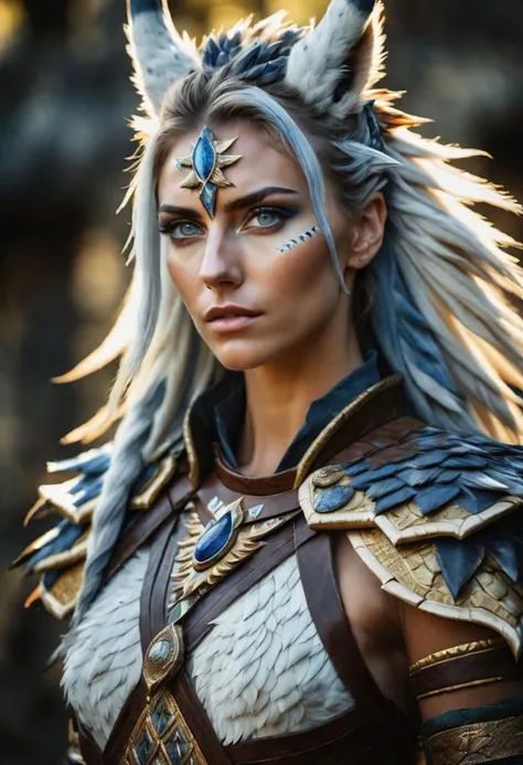 Monster Hunter Capcom, ((caucasian girl and tall men, kirin outfits)), in Seliana (((human face))),high quality,highly detailed,16k,ultrasharp,(cinematic lighting:1.3),Fujifilm XT3,(sharpen light:1.2),(intricate shadows:1.3),((heroic:1.6)),cinematic shot,perfect eyes, Canon RF85mm f/1.2, masterpiece ,best quality,ultra high resolution,cinematic lighting,reflections,HDR,8K resolution, bright green eyes, A girl with a kirin toothed cleaver climbing a stone staircase towards a clifftop castle, rain pouring, beastmen await him in the distance, fear in his eyes, ((caucasian girl and tall men, kirin outfits)),